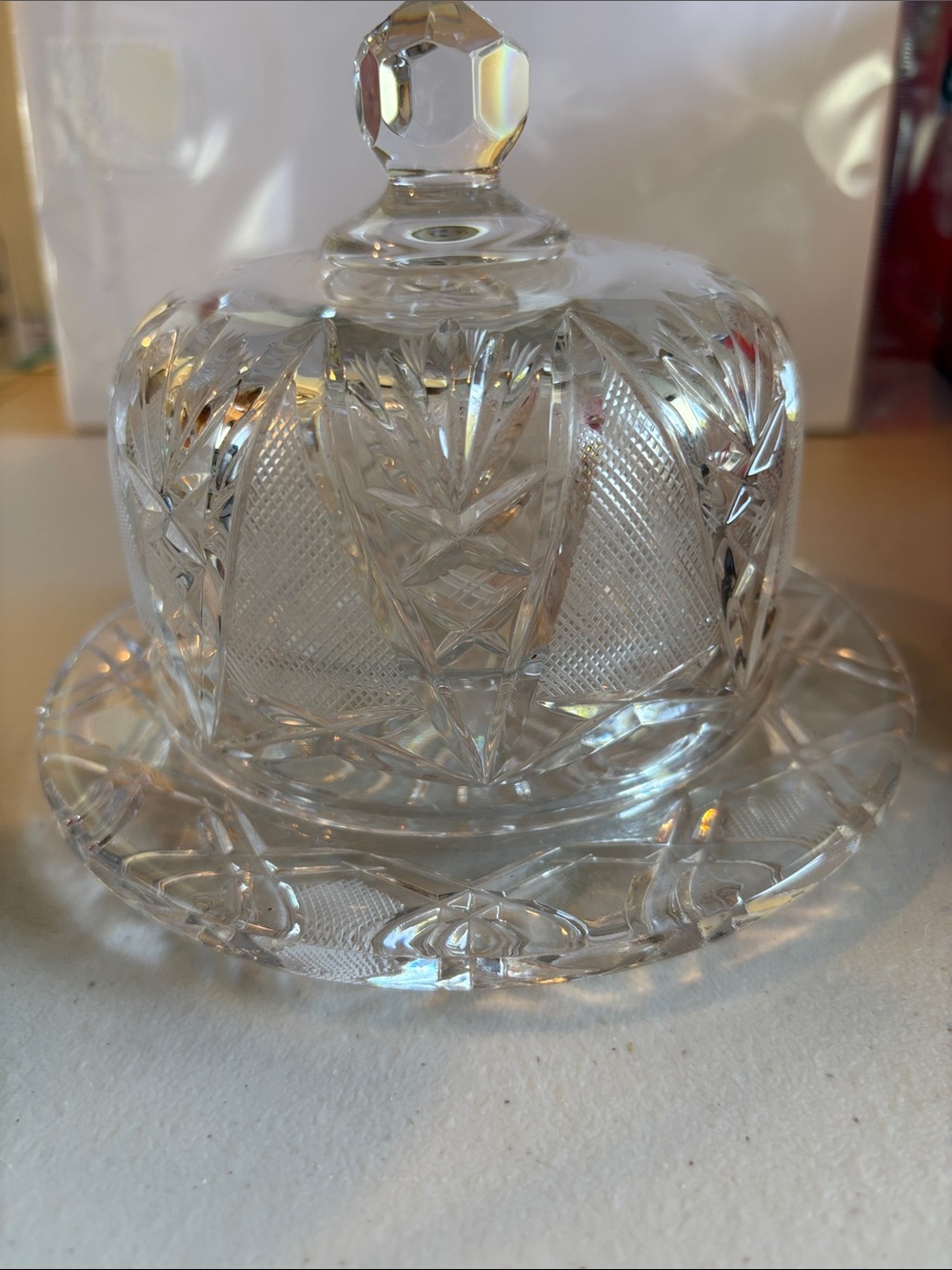 Vintage American Brilliant Cut Crystal Domed Serving/Butter Dish & Matching Lid